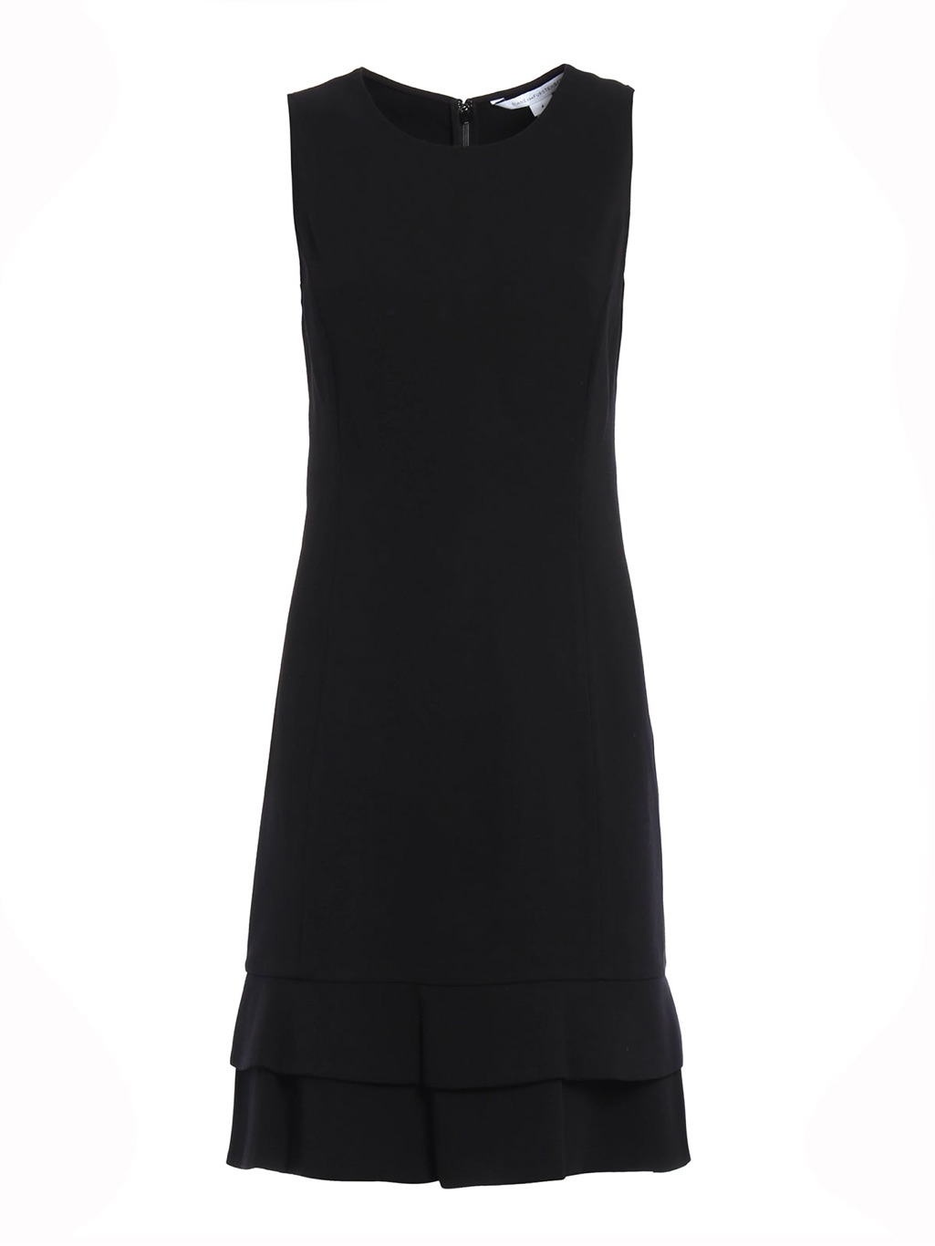 Diane Von Furstenberg Black Jacey Flounced Sheath Dress Size 8